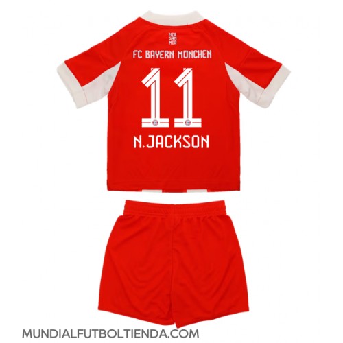 Camiseta Bayern Munich Nicolas Jackson #11 Primera Equipación Replica 2025-26 para niños mangas cortas (+ Pantalones cortos)